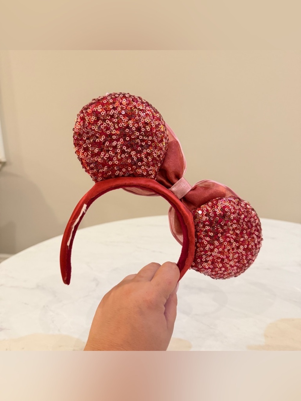 NEW Disney Minnie Mouse Red and Pink Sparkle Ears - Picture 5 of 8